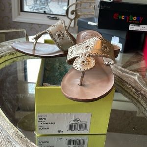 Jack Rogers capri sandals.  Gently worn. Platinum color